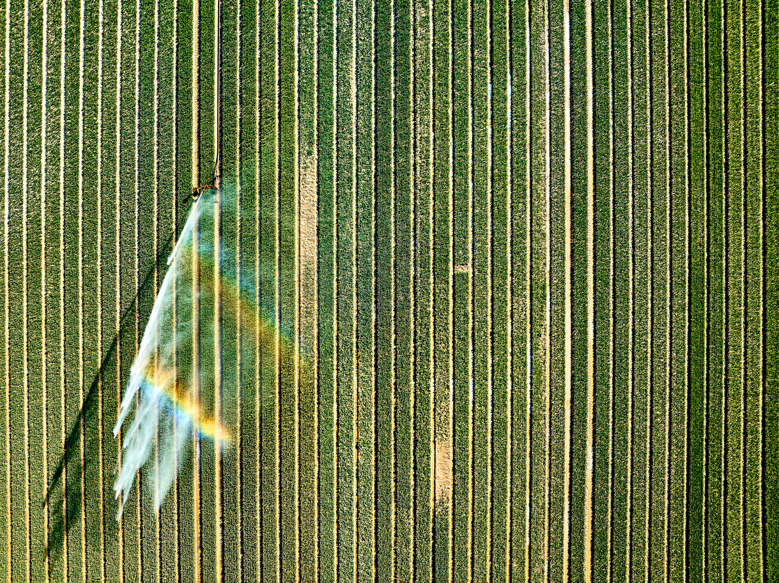 luchtfotografie van landschap noordoostpolder met water en akkers